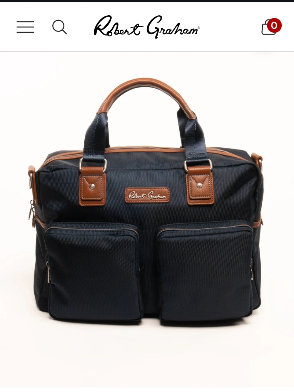 Robert Graham Navy and Brown Duffel Bag with Front Pockets